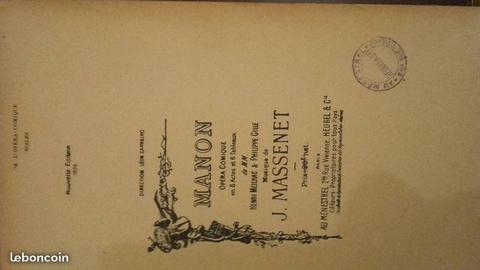 Partition Manon, Jules Massenet