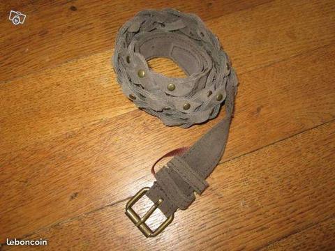 1ceinture cuir tressé marron daim taille 9