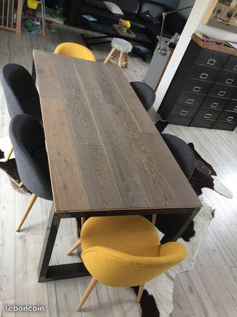 Plateau bois table salle à manger industrielle