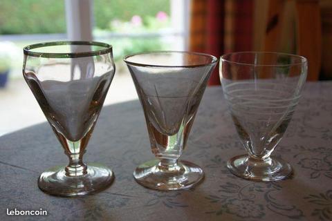 3 verres anciens style bistrot (début XXème)