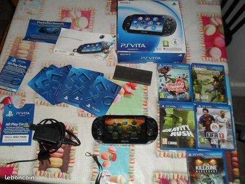 Console PS VITA Sony+5jeux+Boite+chargeur+carte mé