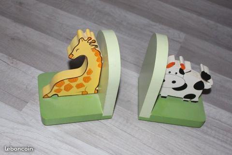 Serre-livres thème animaux (girafe vache)
