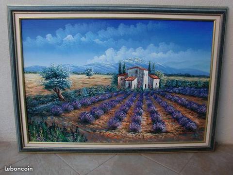 Peinture encadrée paysage provençal Picpoul