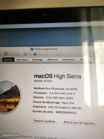 Macbook pro 15,i5 ,azerty,ssd,8go de ram