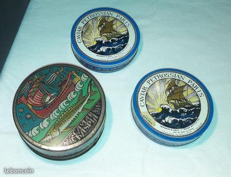 Boîtes métalliques caviar Petrossian & Kaspia URSS