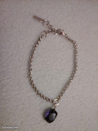 Bracelet Agatha argent breloque violette