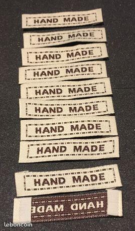 Lot étiquettes HAND MADE sur ruban tissé NEUVES