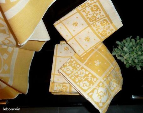 Nappe et 12 serviettes coton jacquard réversible