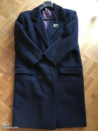Manteau laine bleu marine