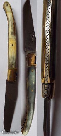 Magnifique couteau laguiole ancien au sabot corne
