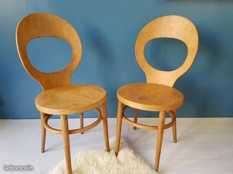 Paire de chaises mouette baumann assise-tissu neuf
