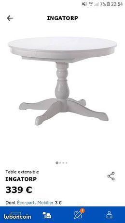 Table blanche extensible
