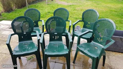 chaise verte pvc salon de jardin