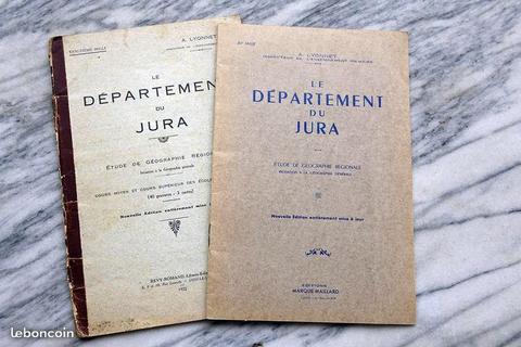 Livres d’école Le Département du Jura 1922 et 1936