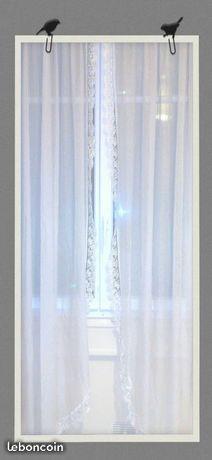 2 rideaux voilages blancs 215 cm Haut x100 Large