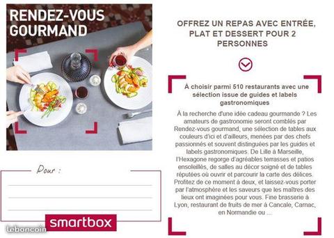 Smartbox rdv gourmand et tables d'exellence