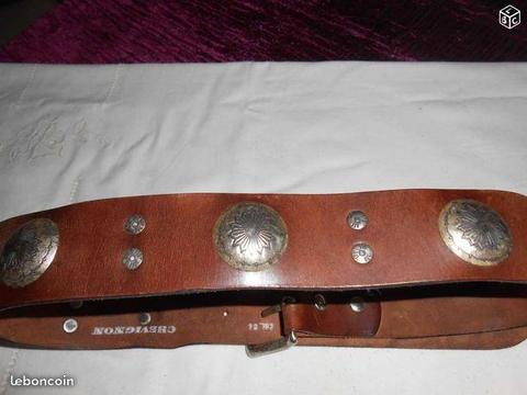 CEINTURE CUIR MARRON T95 NEUVE CHEVIGNON