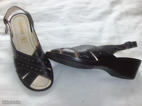 Chaussures cuir marron SERIPHE p 38 TBE
