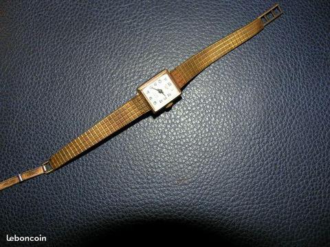 Ancienne montre elvia plaque or bracelet