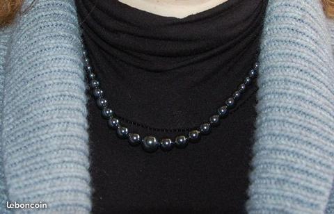 Collier de perles anthracites (45 cm)