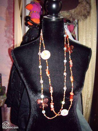 Collier long fantaisie orange / van66