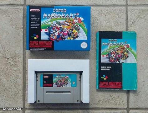 Jeu super mario kart super nintendo snes en boite