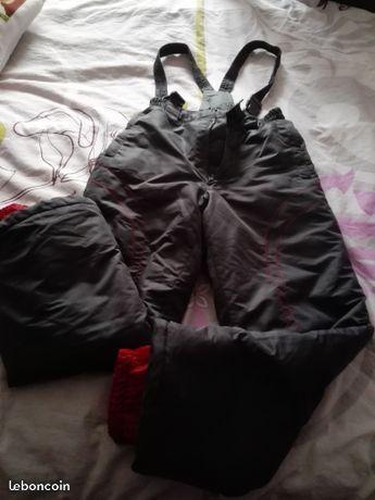 Pantalon de ski gris/rouge decathlon 12 ans