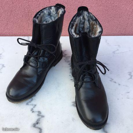 Bottines en cuir avec fourrure - 39