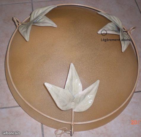 Lustre verre décoré avec des feuilles de lierre