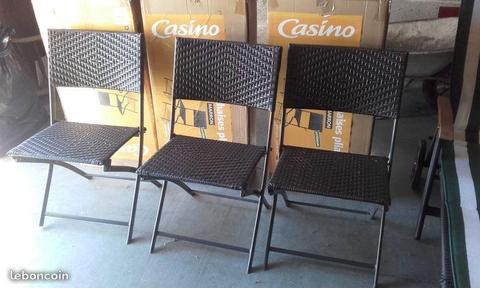 6 chaises pliantes extèrieur: marron/noires