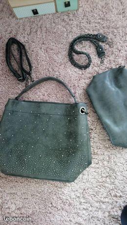 Sac à main / bandoulière gris avec strass