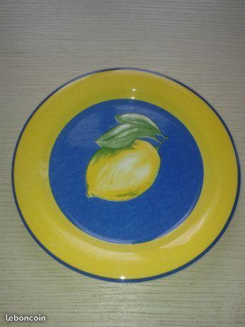 Assiettes citron jaune-bleu ligne hôtesse