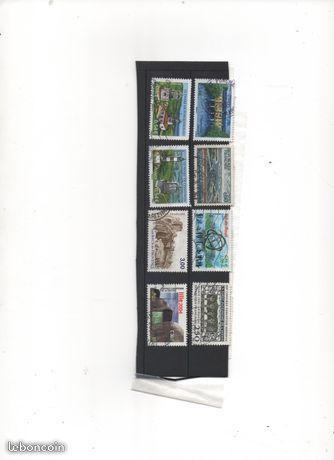 8 timbres français oblitérés ( sites Porquerolle)