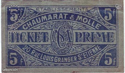 Ticket prime Saint Etienne 5 Francs