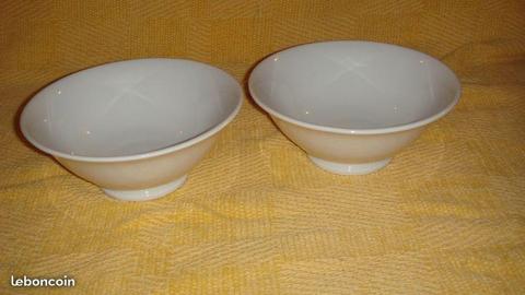 2 mimis saladiers porcelaine blanche