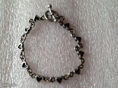 Bracelet metal neuf cœurs noirs/djmark