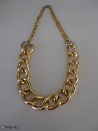 COLLIER DORE à Grosses MAILLES (NEUF)