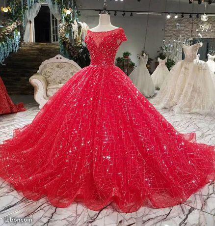 Robe de mariée soirée fiançailles princesse rouge