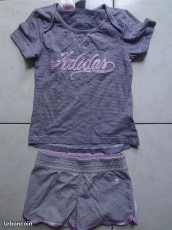 T-shirt + short ADIDAS gris 10 ans