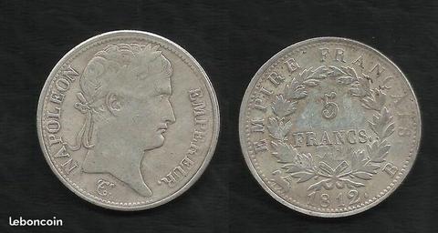 Fausse piece de 5 francs napoleon i . 1812b