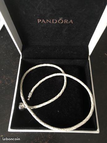 Bracelet cuir Pandora double couleur ivoire