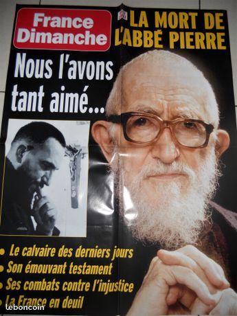 Affiche FRANCE DIMANCHE MORT DE L'ABBE PIERRE