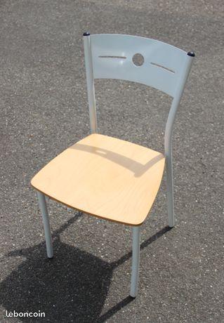 Chaise métal / bois blanche - TRES BON ETAT - FG