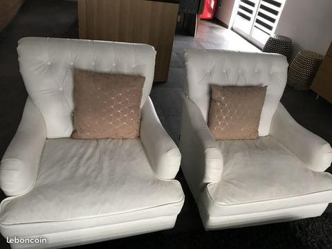 2 fauteuils Blanc style comptemporain
