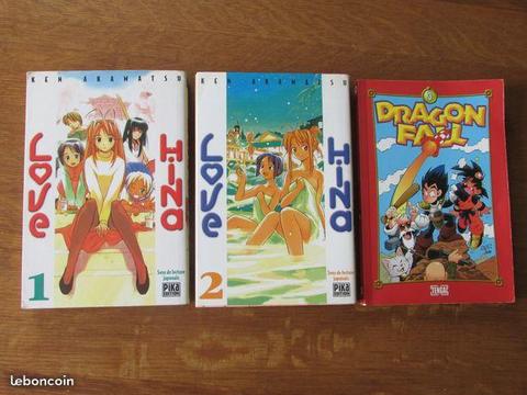 Lot de 3 mangas Love Hina et Dragon Fall