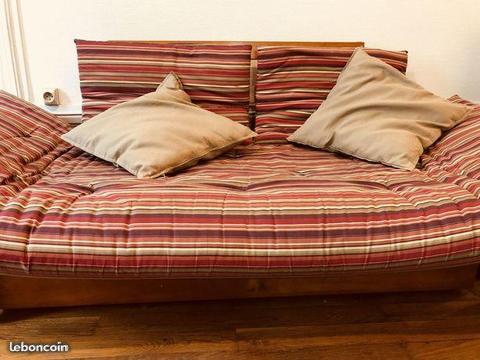 Canapé futon convertible + coffre de rangement