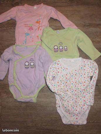Lot body manches longues fille 6 mois VG69