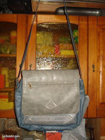 Sac à main bandoulière gris bleu