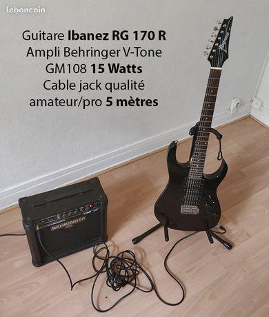 Pack guitare Ibanez + ampli 15w + cable jack 5m