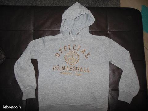 Sweat gris a capuche OFFICIAL MARSHALL 12 ANS